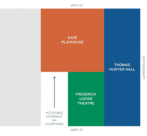 Map of Kaye Playhouse and Thomas Hunter Hall at Hunter College